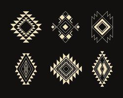 conjunto de elementos decorativos tribais. padrão étnico para design têxtil. ornamento geométrico asteca. vetor