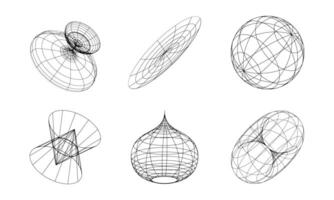 estilo abstrato dos anos 80 de wireframe. ilustração de grade futurista retrô. elemento gráfico de design de tecnologia. pacote de estilo de design cyberpunk em vetor. vetor