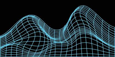 estilo abstrato dos anos 80 de wireframe. ilustração de fundo de grade futurista retrô. elemento gráfico de design de tecnologia. estilo de design cyberpunk em vetor. vetor