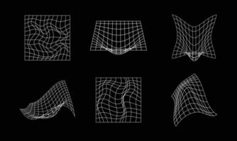 estilo abstrato dos anos 80 de wireframe. ilustração de grade futurista retrô. elemento gráfico de design de tecnologia. pacote de estilo de design cyberpunk em vetor. vetor