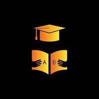 design de logotipo de livro aberto de estudante criativo vetor