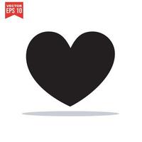 ícone de vetor de coração preto e branco
