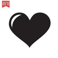 ícone de vetor de coração preto e branco