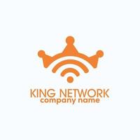 logotipo do rei wifi. modelo de design de logotipo, com um ícone de wi-fi e coroa. vetor