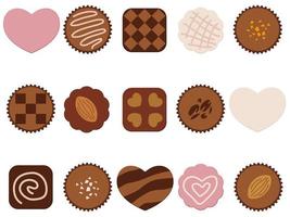 Conjunto de ícones de chocolate isolado em um fundo branco. vetor
