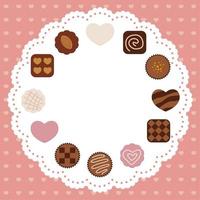 Cartão de dia dos namorados com vários chocolates vetor