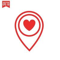 ícone de coração vermelho sobre fundo branco. amo a ilustração do coração do logotipo. vetor