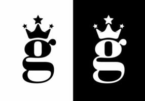 g letra inicial com logotipo preto e branco da coroa vetor