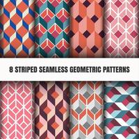 Conjunto de padrões de azulejos geométricos sem costura listrados vetor