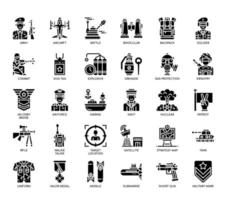 Elementos militares, ícones de glifo vetor