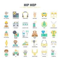 Elementos de Hip Hop, linha fina e ícones perfeitos de Pixel vetor