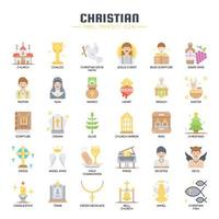 Elementos cristãos, linha fina e ícones perfeitos de Pixel vetor