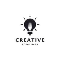 elemento de modelo de vetor de logotipo de restaurante de café da manhã de garfo de lâmpada criativa sol ovo frito