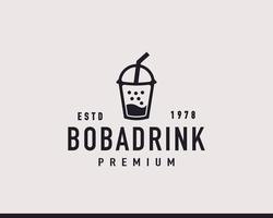 inspiração de design de logotipo de boba hipster de bebida de bolha retrô vintage vetor