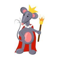 ilustração vetorial de desenho animado para crianças, rato, rei rato vetor