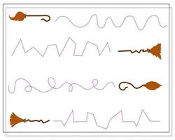 jogo de treinamento de caligrafia para crianças, ponto a ponto, vassoura de bruxa vetor