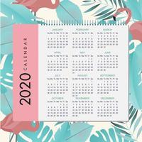 design de calendário tropical 2020 vetor