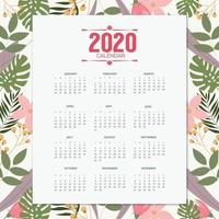 Design de calendário tropical 2020 vetor