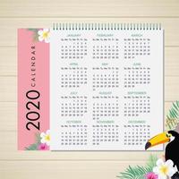 Design de calendário tropical 2020