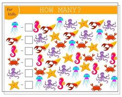 jogo de matemática para crianças contar quantos deles existem. caranguejos, lagostins vetor