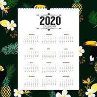 Design de calendário tropical 2020 vetor