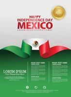 modelo de plano de fundo feliz dia da independência do méxico para um folheto de pôster e brochura para evento de publicações vetor