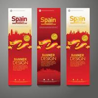 conjunto de banner vertical de fundo de celebração de confete feliz dia da independência de espanha