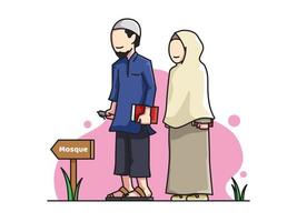 Personagens de casal muçulmano vetor
