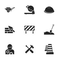 ícones para obras de construção do tema. fundo branco vetor