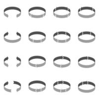 ícones de setas de círculo volumétrico em fundo branco. 360 graus vetor