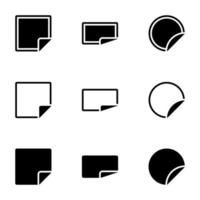 conjunto de ícones simples em um papel de tema com cantos dobrados da página, vetor, design, coleção, plano, sinal, símbolo, elemento, objeto, ilustração, isolado. fundo branco vetor
