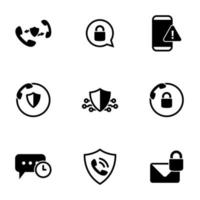conjunto de ícones simples em uma conexão segura de tema, vetor, design, coleção, plano, sinal, símbolo, elemento, objeto, ilustração, isolado. fundo branco