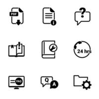 conjunto de ícones simples em um manual de tema, vetor, design, coleção, plano, sinal, símbolo, elemento, objeto, ilustração, isolado. fundo branco vetor