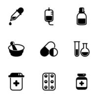 conjunto de ícones simples em uma medicina de tema vetor