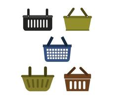 ícones de cesta de compras em um fundo branco vetor
