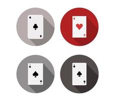 Conjunto de ícones de cartas de poker em um fundo branco vetor
