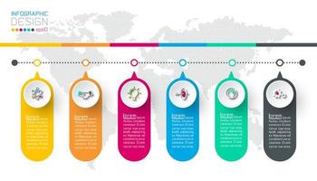 Infográfico de negócios com 6 etapas. vetor