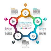 Cinco círculos com negócios ícone infográficos. vetor