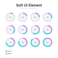 elemento de interface do usuário suave. conjunto de barra de progresso de porcentagem de círculo vetor