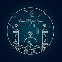 ilustração em vetor de feliz novo ano hijri 1443. feliz. design gráfico para decoração de vale-presentes, banners e flyer. tradução é feliz ano novo islâmico