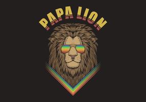 papai leão vestindo arco-íris óculos de sol ilustração vetor