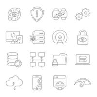 Conjunto de ícones modernos de linha fina de tecnologia digital vetor