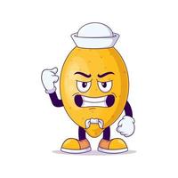 vetor de personagem de mascote de desenho animado de limão marinheiro