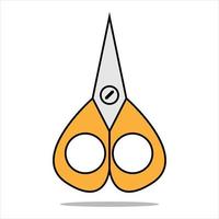 ícone de tesoura laranja em estilo cartoon plana. ilustração vetorial vetor