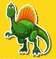 Dinossauro verde sobre fundo amarelo vetor