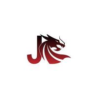 ícone do logotipo da letra j com vetor de design de dragão