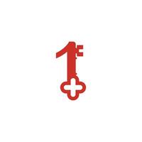 ícone de logotipo número 1 com modelo de símbolo de design de ícone de chave vetor