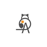 logotipo de ícone de gato com carta um vetor de design de modelo