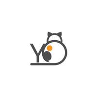 logotipo de ícone de gato com vetor de design de modelo de letra y