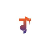 ícone do logotipo da letra t com modelo de símbolo de design de nota musical vetor